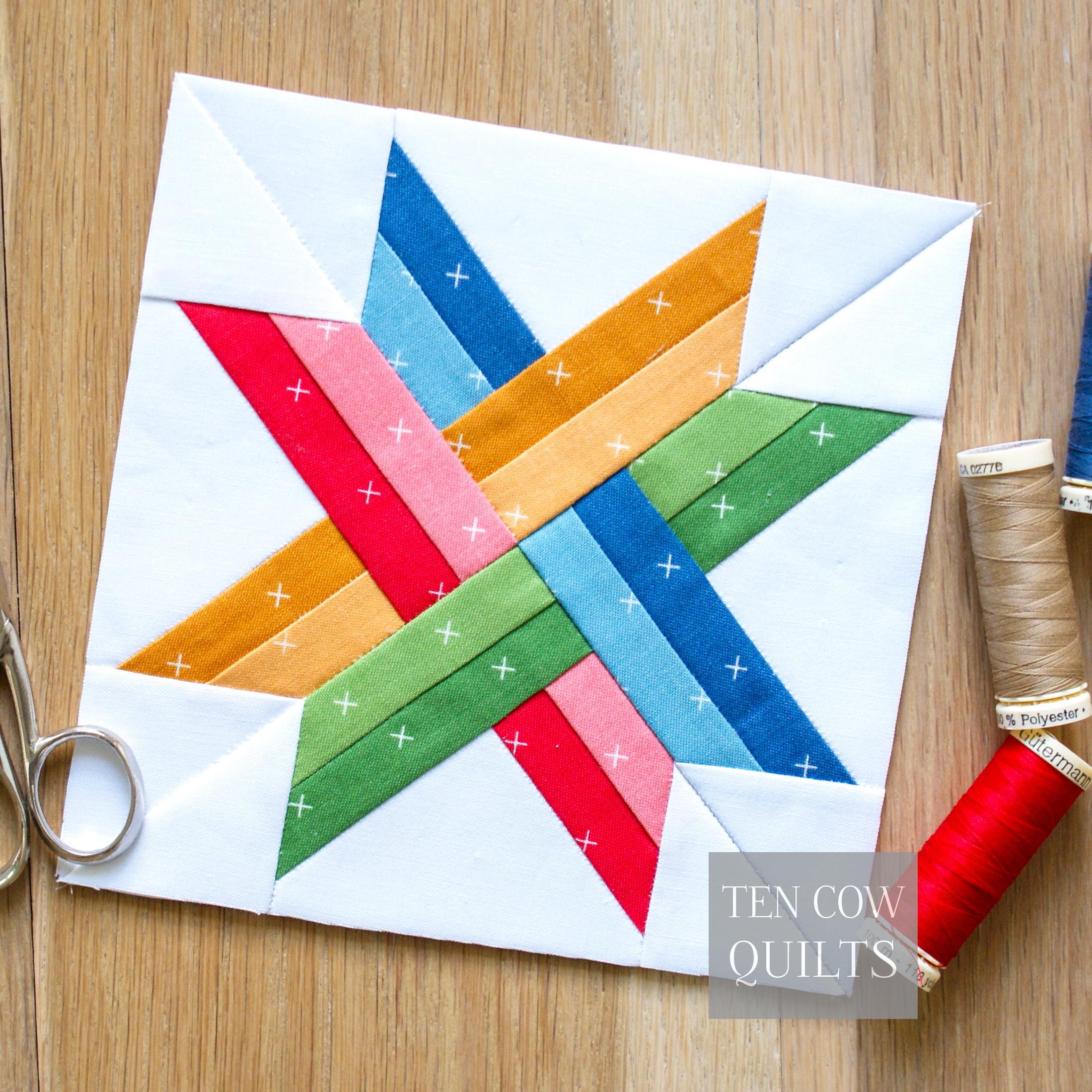 Stella intrecciata, 6 misure, modello per patchwork su carta, FPP, download PDF, stella a dente di sega, blocco per quilt