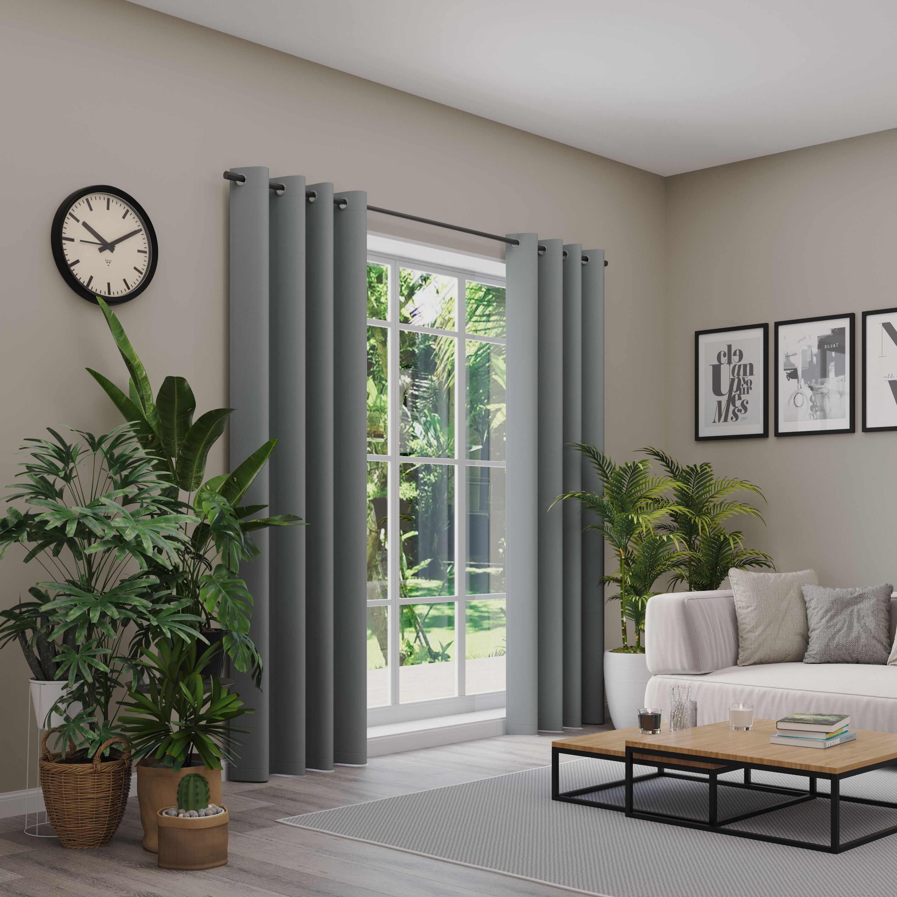 Verdunkelungsvorhang NEUTEX FOR YOU "INSULA", grau (hellgrau), B:137 H:240, Polyester, Gardinen, Uni-Dimout für starke Verdunklung, nach Maß Image