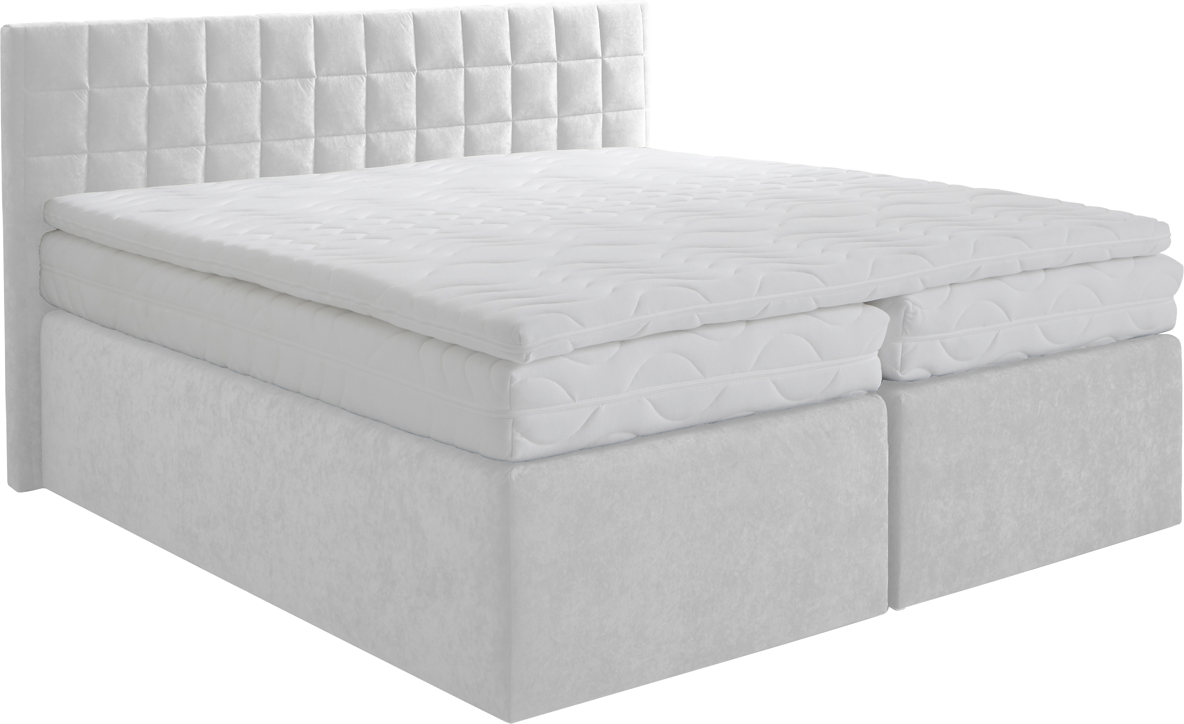 Boxspringbett, weiß, B:175cm L:210cm, WESTFALIA SCHLAFKOMFORT, Komplettbetten, mit schöner Kopfteilversteppung Image