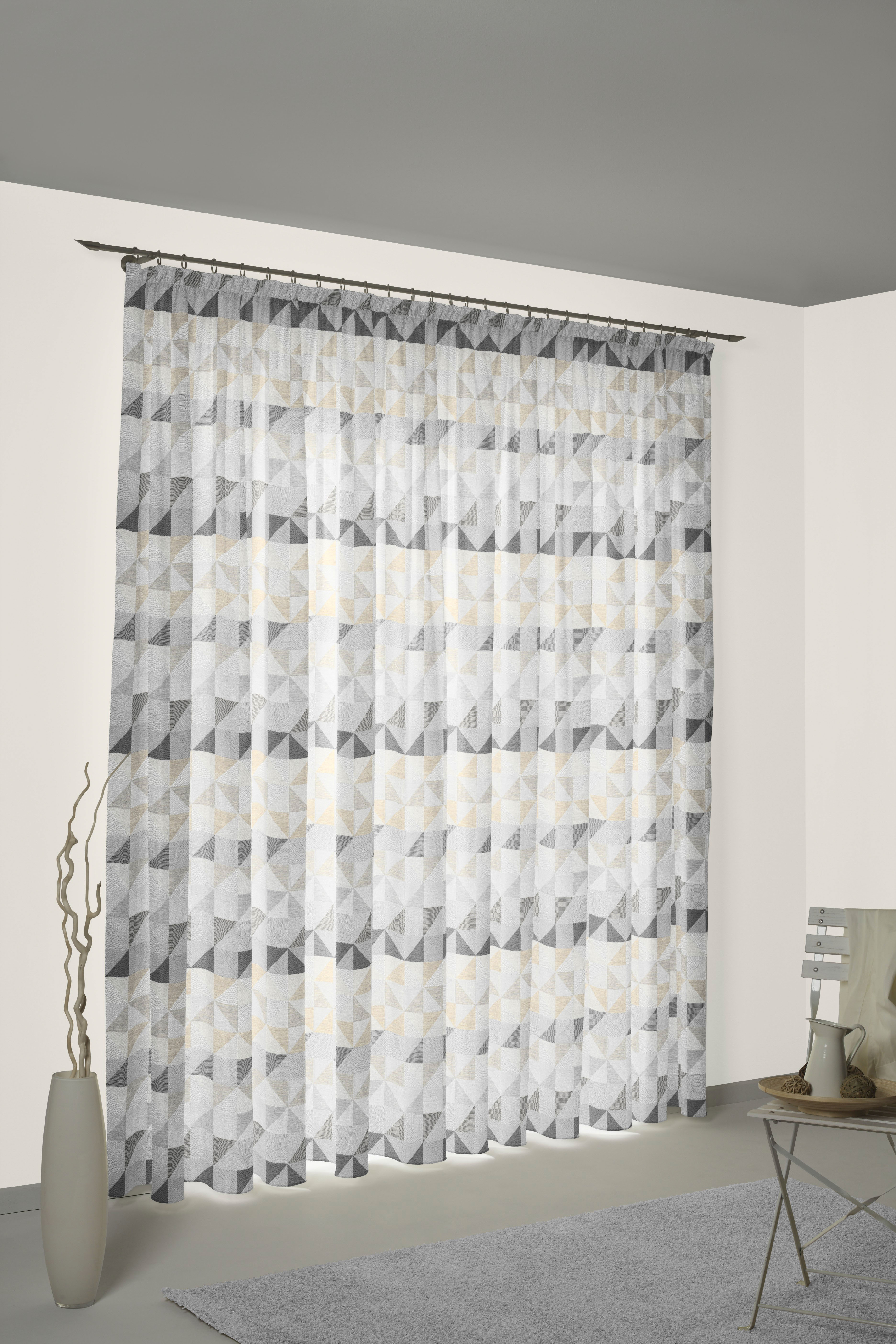 Vorhang WIRTH "Berlare", grau (hellgrau), B:132cm H:175cm, Baumwolle, Polyester, Gardinen, nach Maß Image