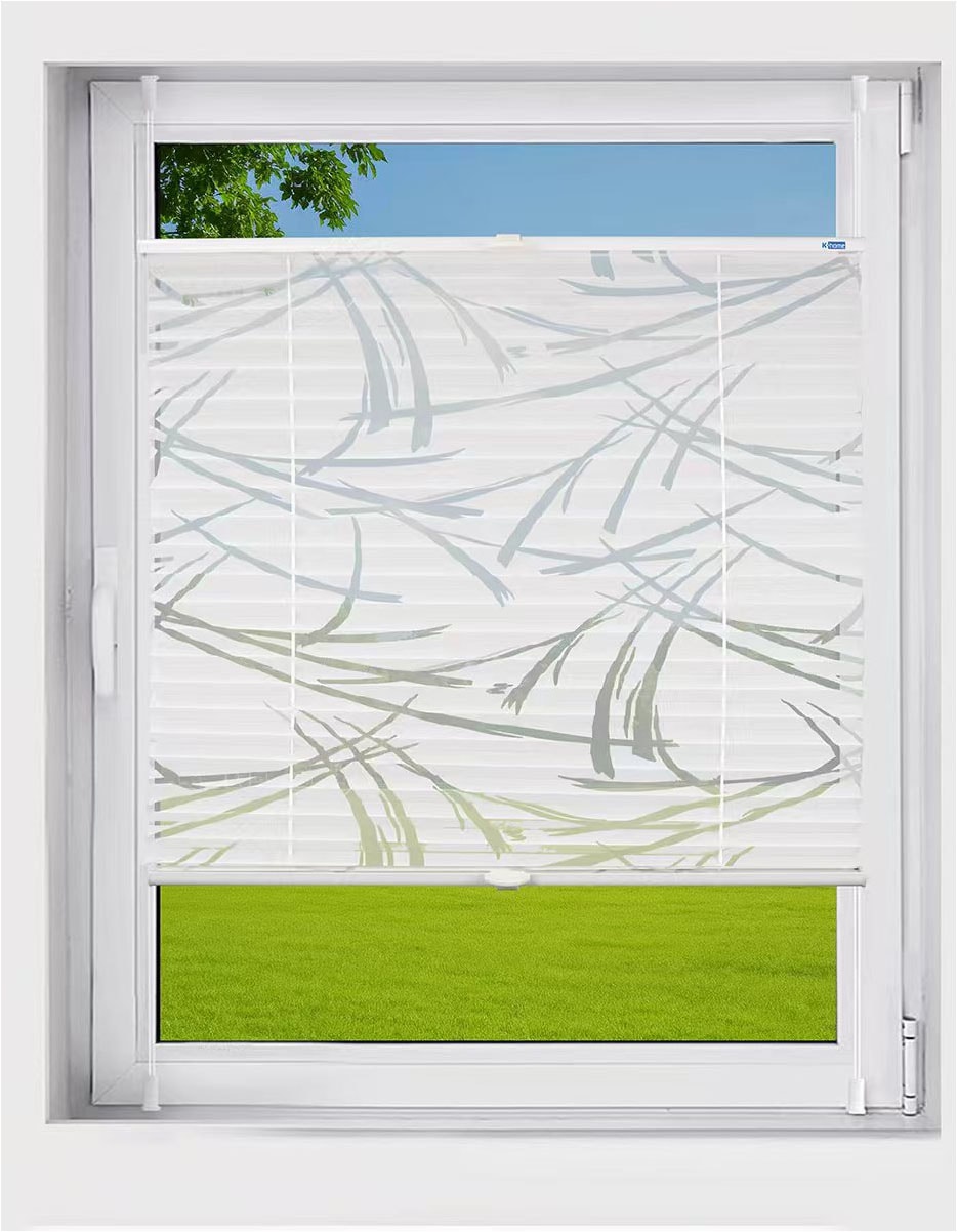 Plissee K-HOME "Plissee Ausbrenner Streifen, Klemmfix, ohne Bohren, Lichtschutz", weiß, weiß, B:70cm H:130cm, Obermaterial: 100% Polyester, Plissees, Klemmfix-Plissee mit Ausbrenner Stoff Image