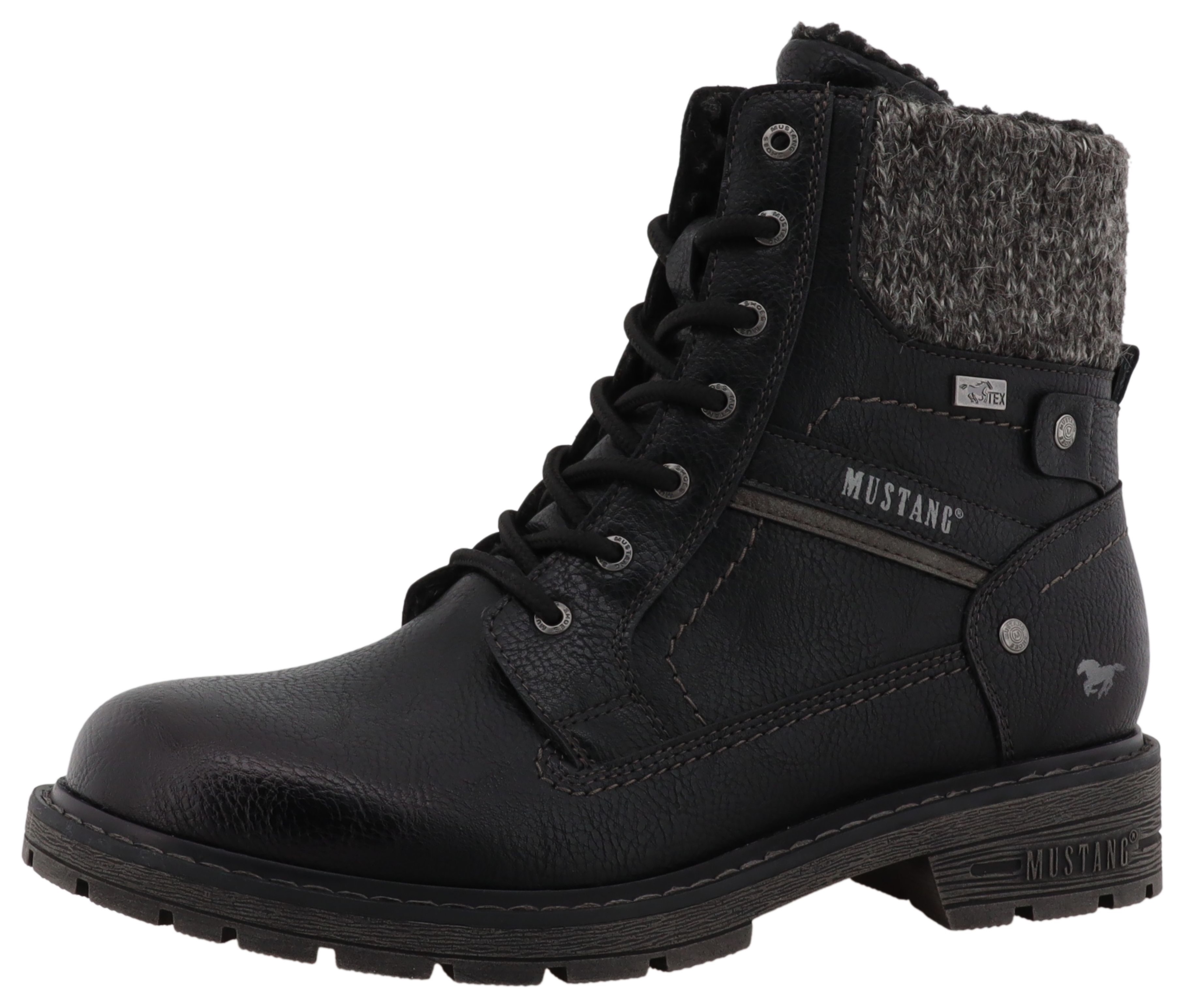 Winterstiefelette MUSTANG SHOES "Bienke", Damen, Gr. 38, schwarz, Lederimitat, Textil, Schuhe Winterstiefelette, Winterboots mit TEX-Membrane