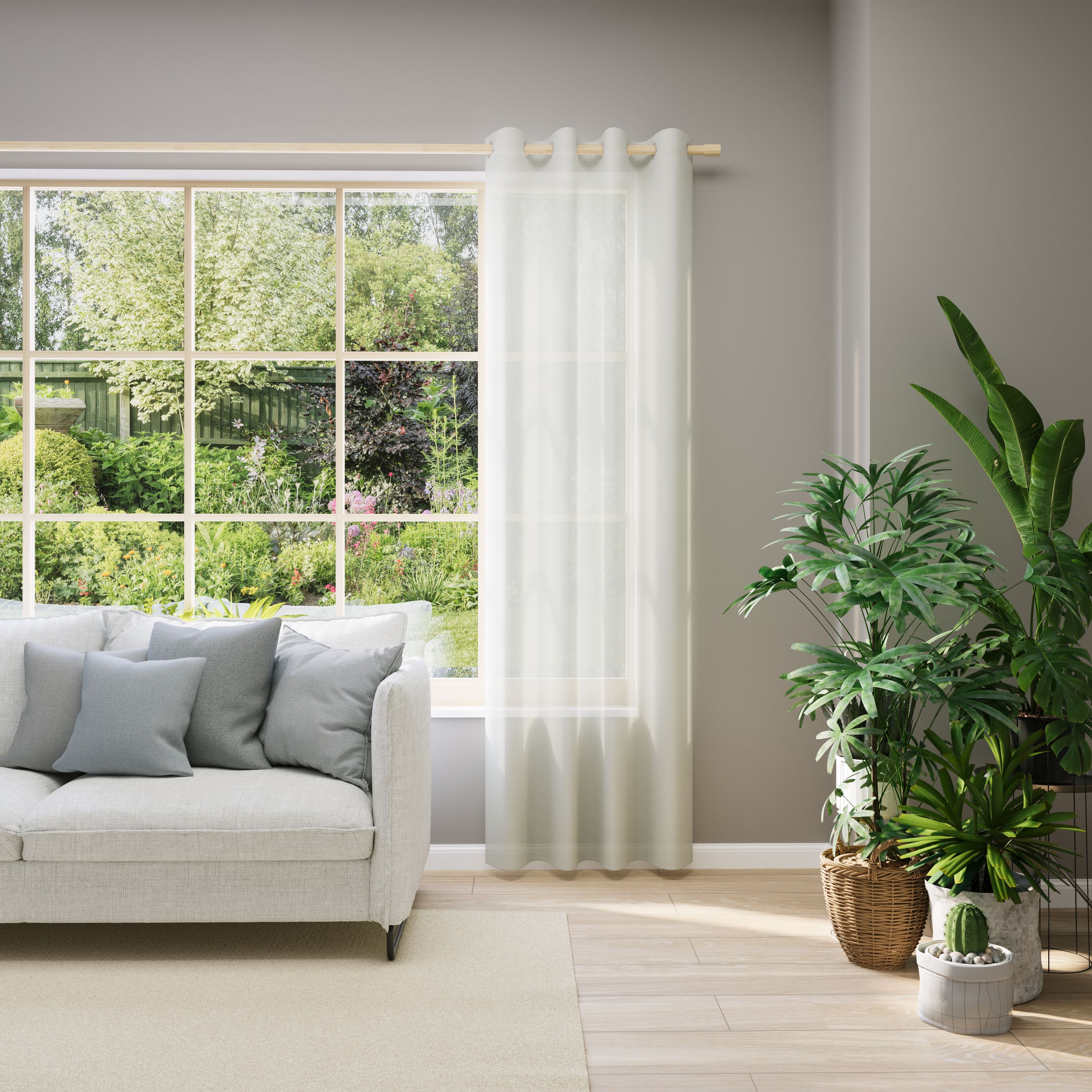 Vorhang nach Maß NEUTEX FOR YOU "EVA", weiß (wollweiß), B:250cm H:100cm, Obermaterial: 100% Polyester, Gardinen nach Maß, Uni-Voile mit elegantem Glanz Image