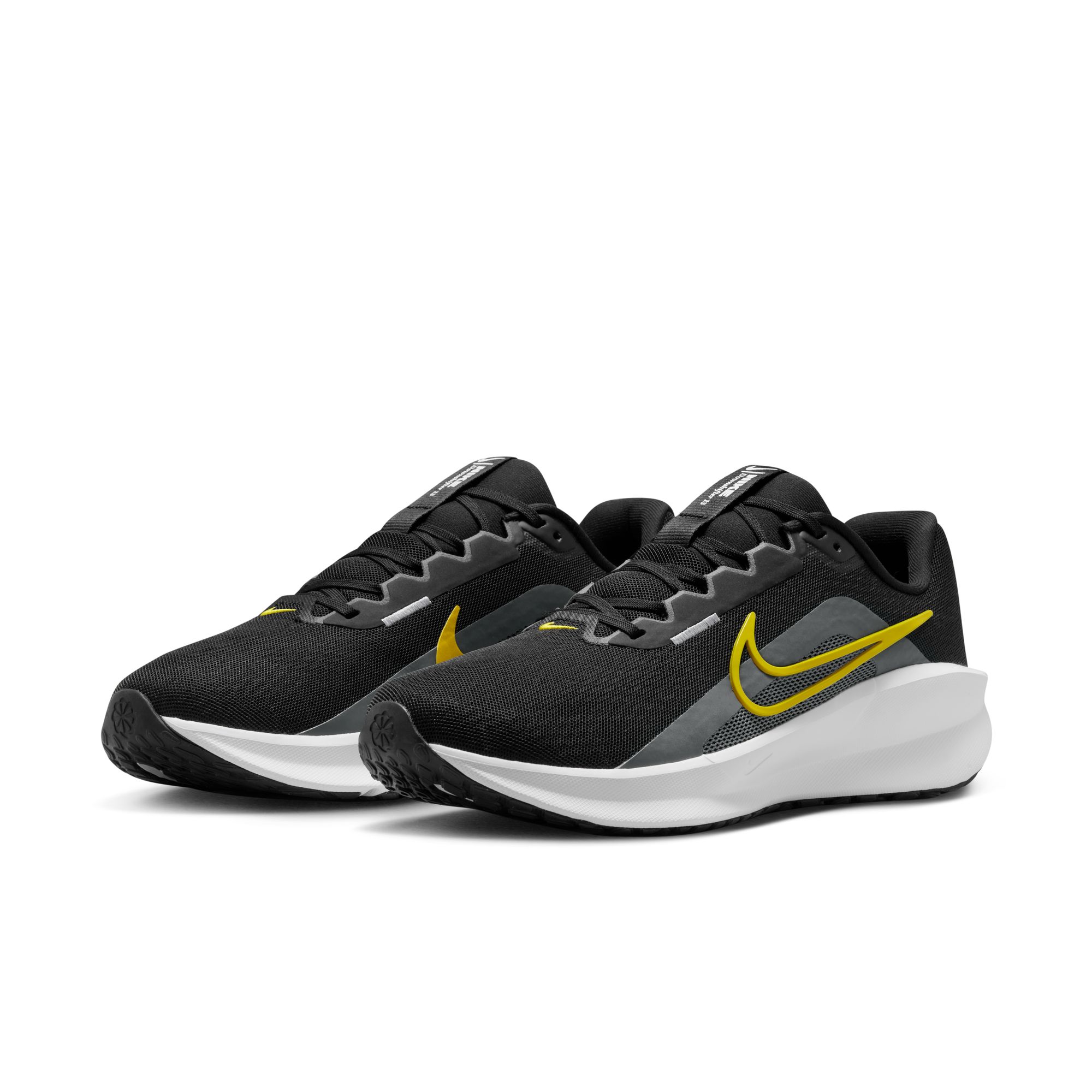 Laufschuh NIKE "DOWNSHIFTER 13", Herren, Gr. 44, schwarz, bright citron, iron grau, weiß, Synthetik, Textil, Schuhe Laufschuh