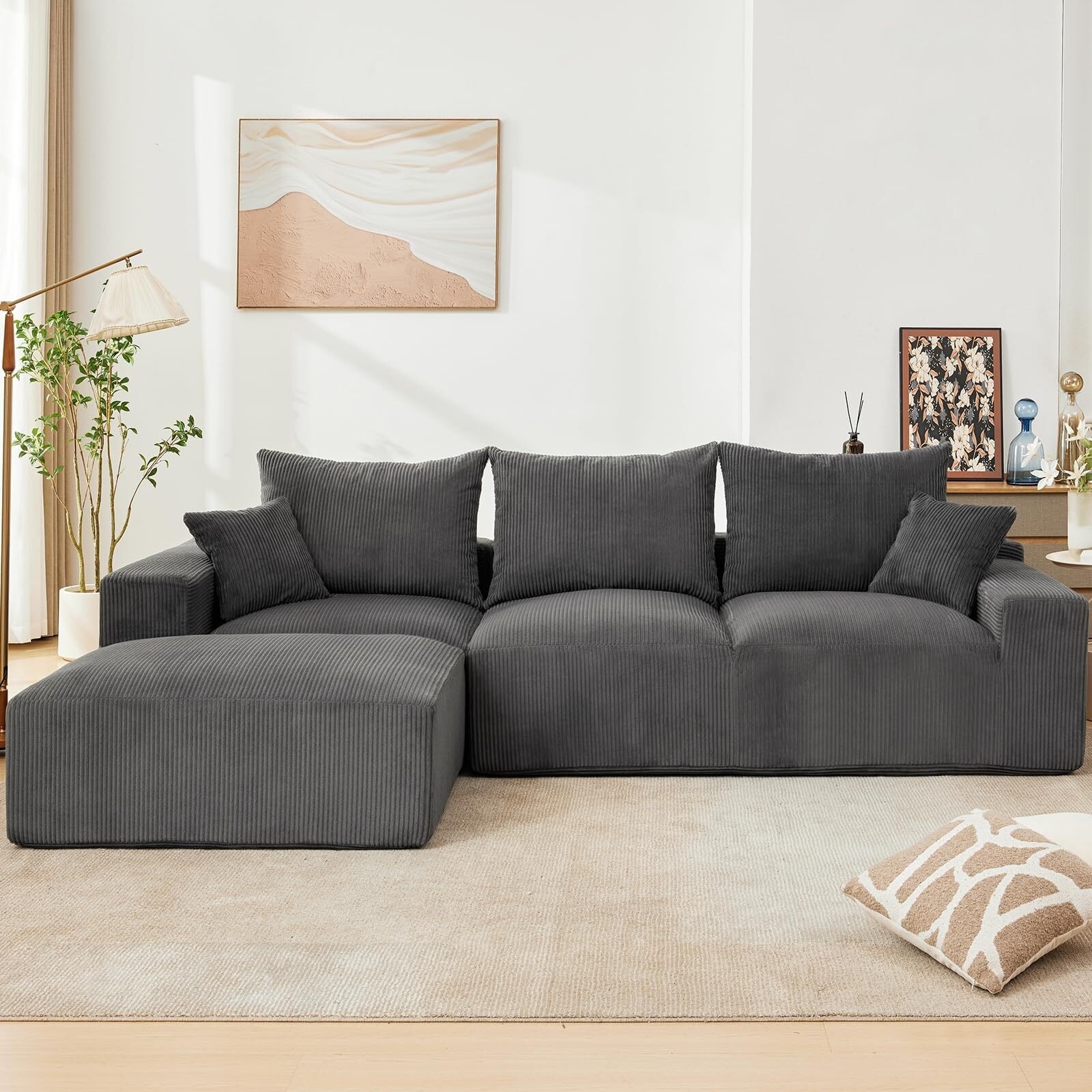 110'' Oversiz8ed Modular L-Shape Sectional Couch, Couches for Living Room with Deep Seat