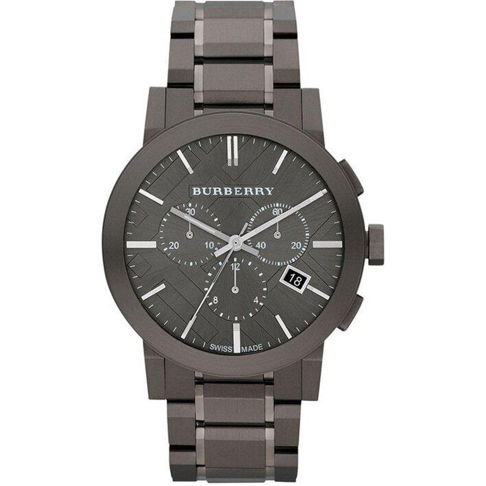 Burberry BU9354 Herrenuhr mit grauem Karo und Ionenplattierung aus Edelstahl Image