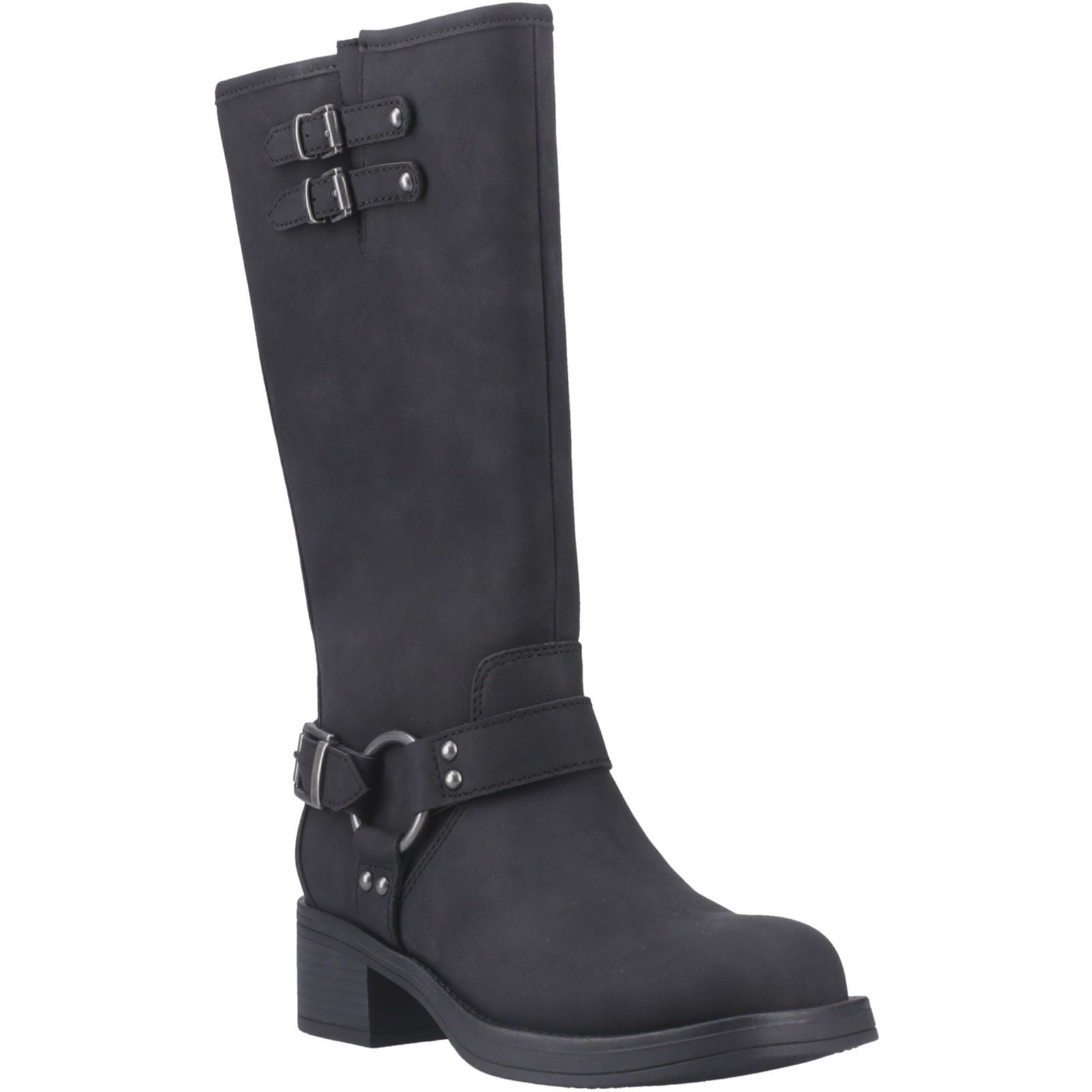 Rocket Dog Nash Kunstleder Damen schwarze kniehohe Stiefel mit Absatz