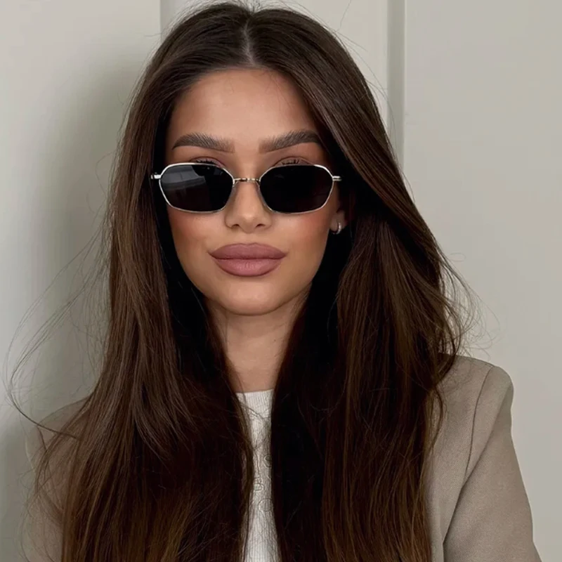 Wandern Camping 2 stücke Mode Weibliche Kleine Polygon Anti Licht Gläser Multi Farbe Objektiv Shades Steampunk Metall Brillen UV400 Image