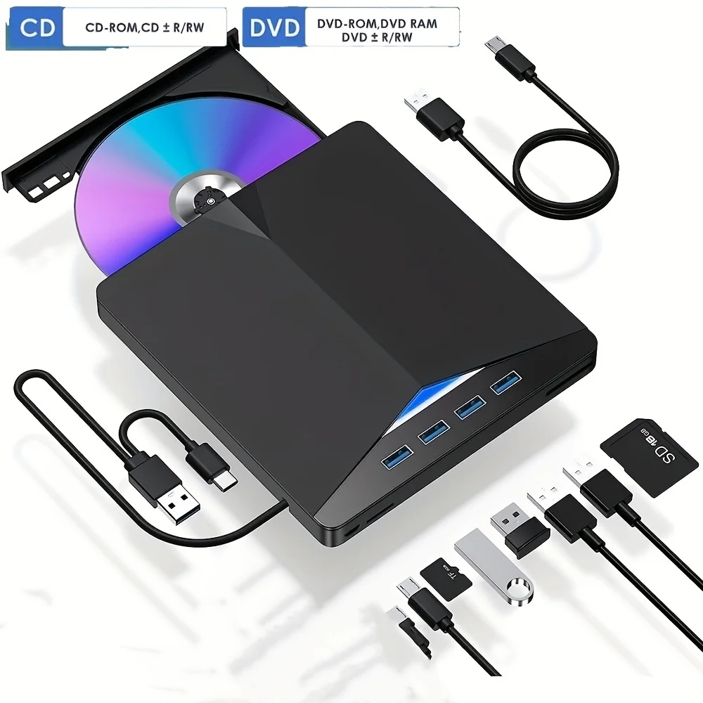 Deepfox USB 3.1 Type C/USB3.0 externe CD DVD RW lecteur optique graveur DVD graveur DVD Super lecteur pour ordinateur portable