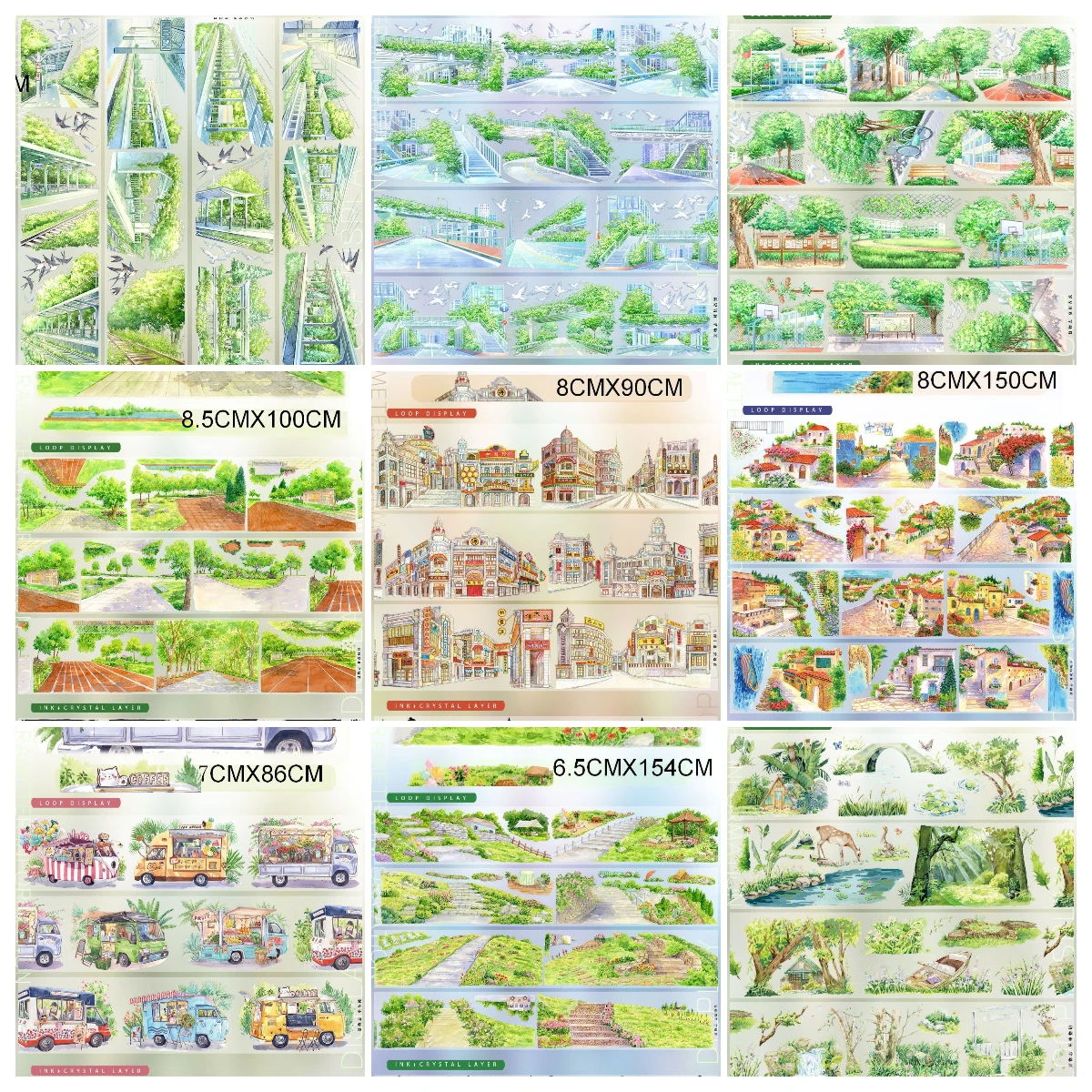 24 Designs Landschaft Washi PET Tape Trees Street Sample 1 Loop Zero Colletion 5 September Neu