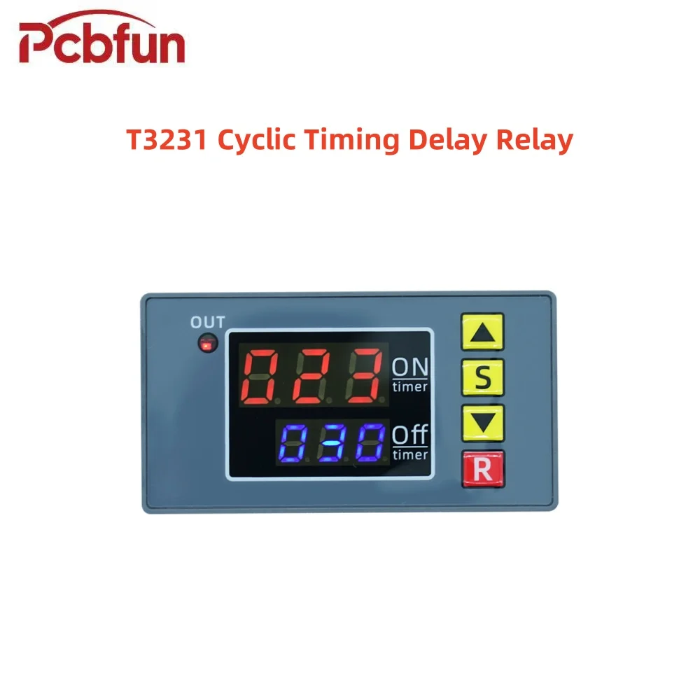 T3231 Zyklisches Zeitverzögerungsrelais DC12V 24V AC110-220V Rotes und blaues Dual-Display-Verzögerungsrelaismodul Kfz-Zeitrelaisschalter Image