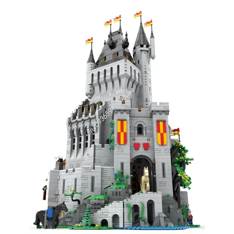 Moc Mittelalterliche The Lion Knights' High Tower Modulare Schloss Modell Bausteine Kreative Montage Ziegel Kinder Urlaub präsentiert Image