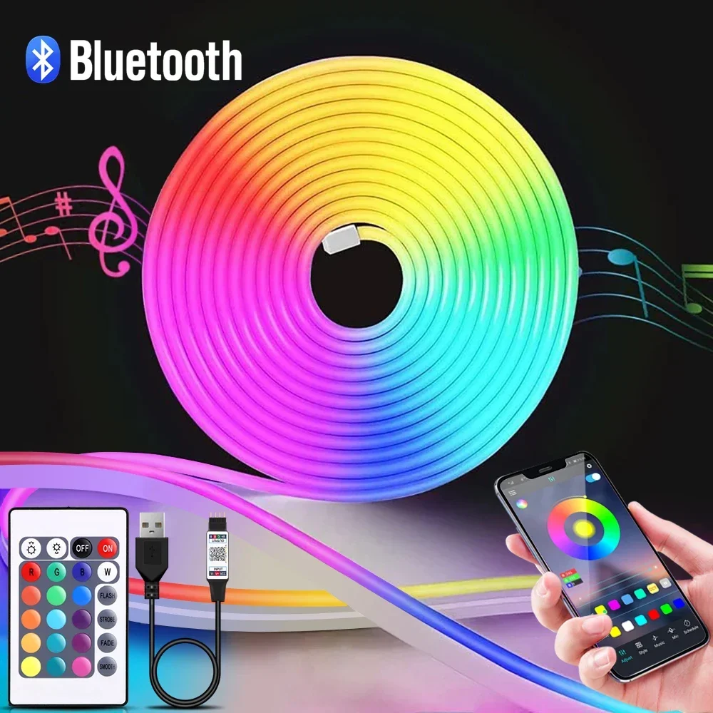 1-5 m RGB LED Neon Streifen Licht 5 V USB Flexible Lichtschlauch APP Fernbedienung Musik Sync Farbwechsel für Zimmer Home Dekorationen