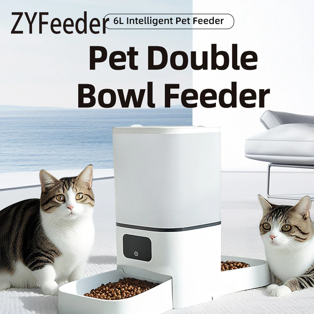 6L Double bol Tuya Smart WIFi mangeoire pour animaux de compagnie automatique chat chien Machine de nourriture lente avec distributeur de nourriture quantitatif chronométré arc
