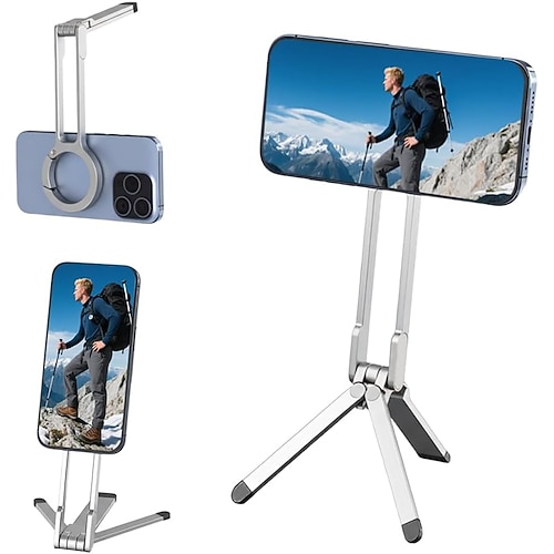 Treppiede magnetico resistente per iPhone, nuovo supporto portatile per treppiede per iPhone 16/15/14/13/12 Plus Pro Max, rotazione a 360 gradi per treppiedi per attività all'aperto