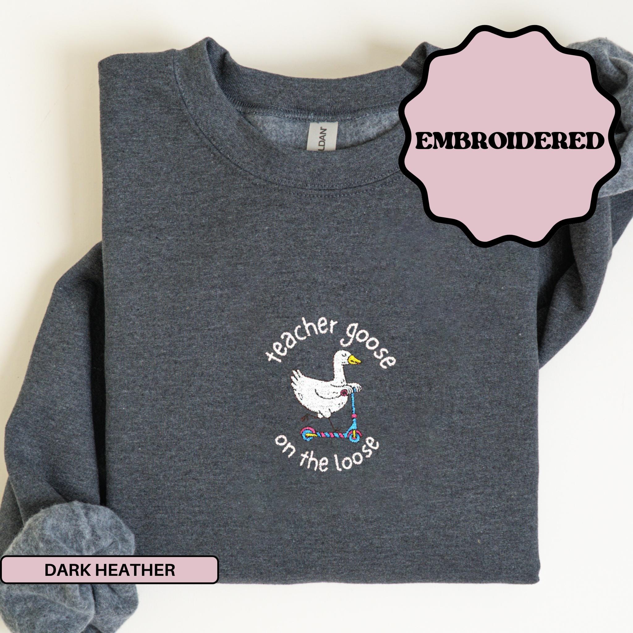 "Felpa con ricamo \"Silly Goose\", felpa con ricamo \"Silly Goose\", felpa con ricamo \"Silly Goose\", maglione con ricamo \"Silly Goose\" per insegnante."
