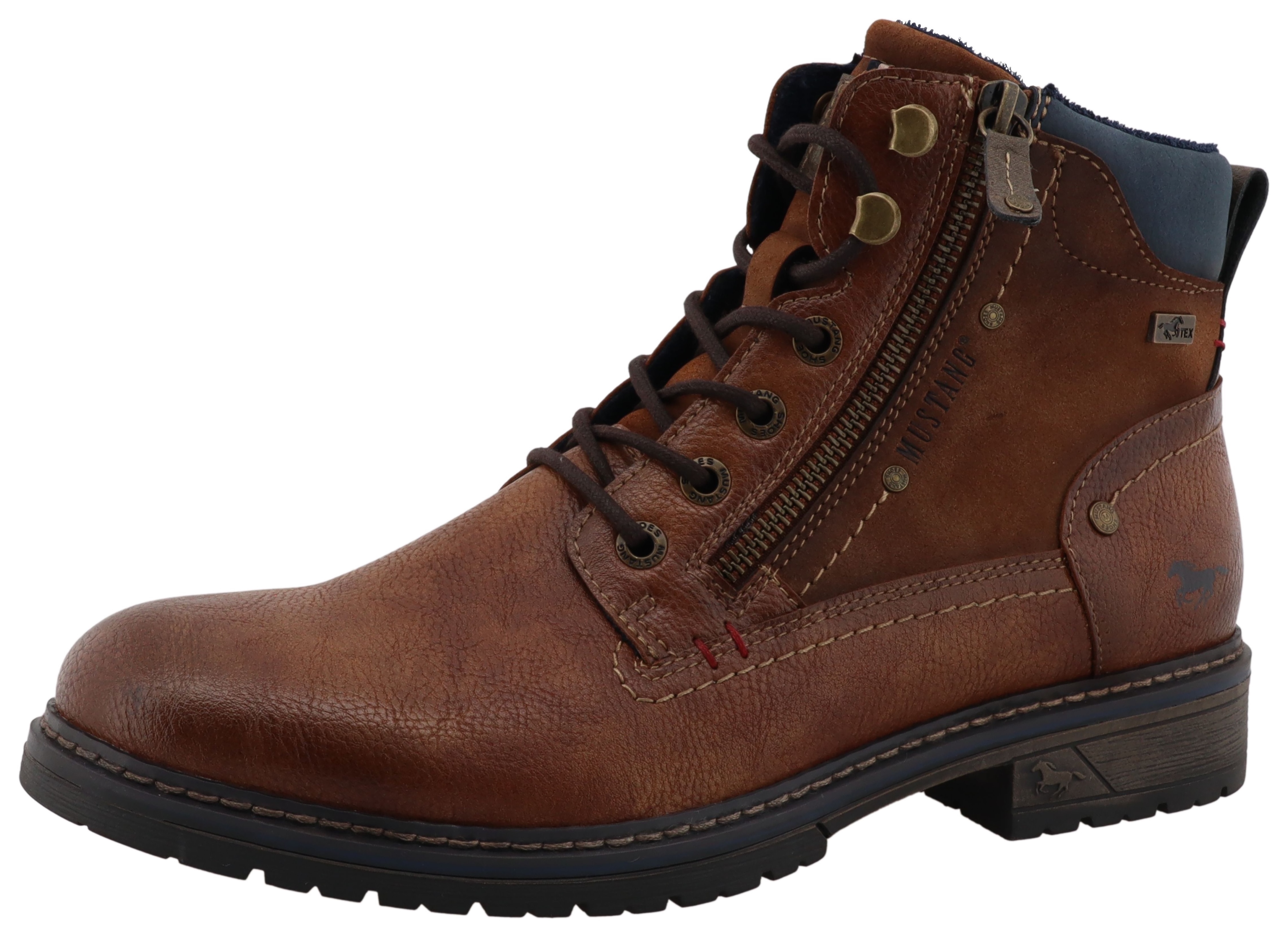 Schnürboots MUSTANG SHOES "Marcas", Herren, Gr. 40, braun, Lederimitat, used, Basic, Schuhe, Business Stiefel, Boots mit Textilfutter