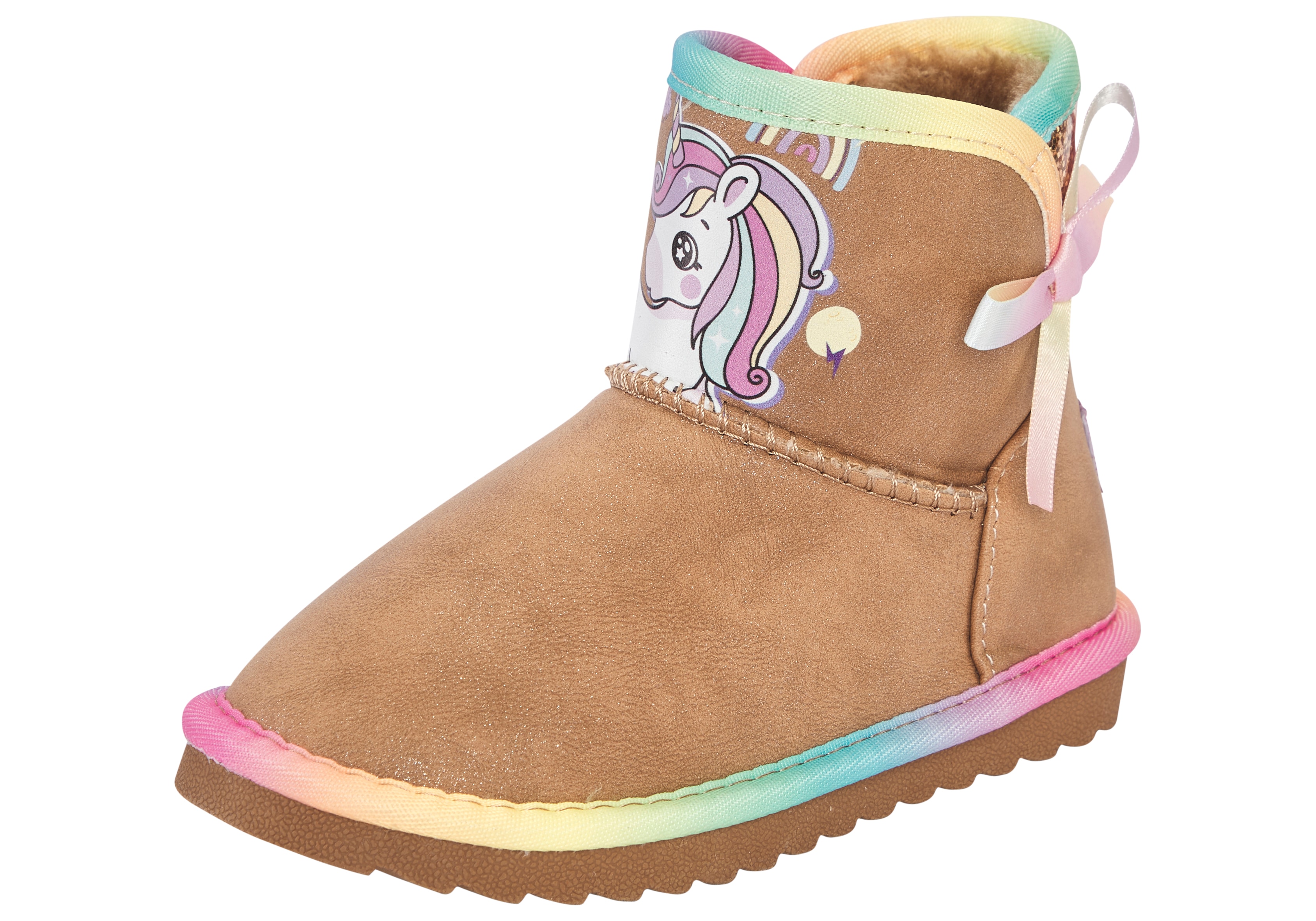 Schlupfboots DISNEY "UNICORN", Mädchen, Gr. 25, chetsnut, Synthetik, Schuhe Schlupfboots, Winterschuhe, Winterboots, Snowboots, Schlupfstiefel, gefüttert