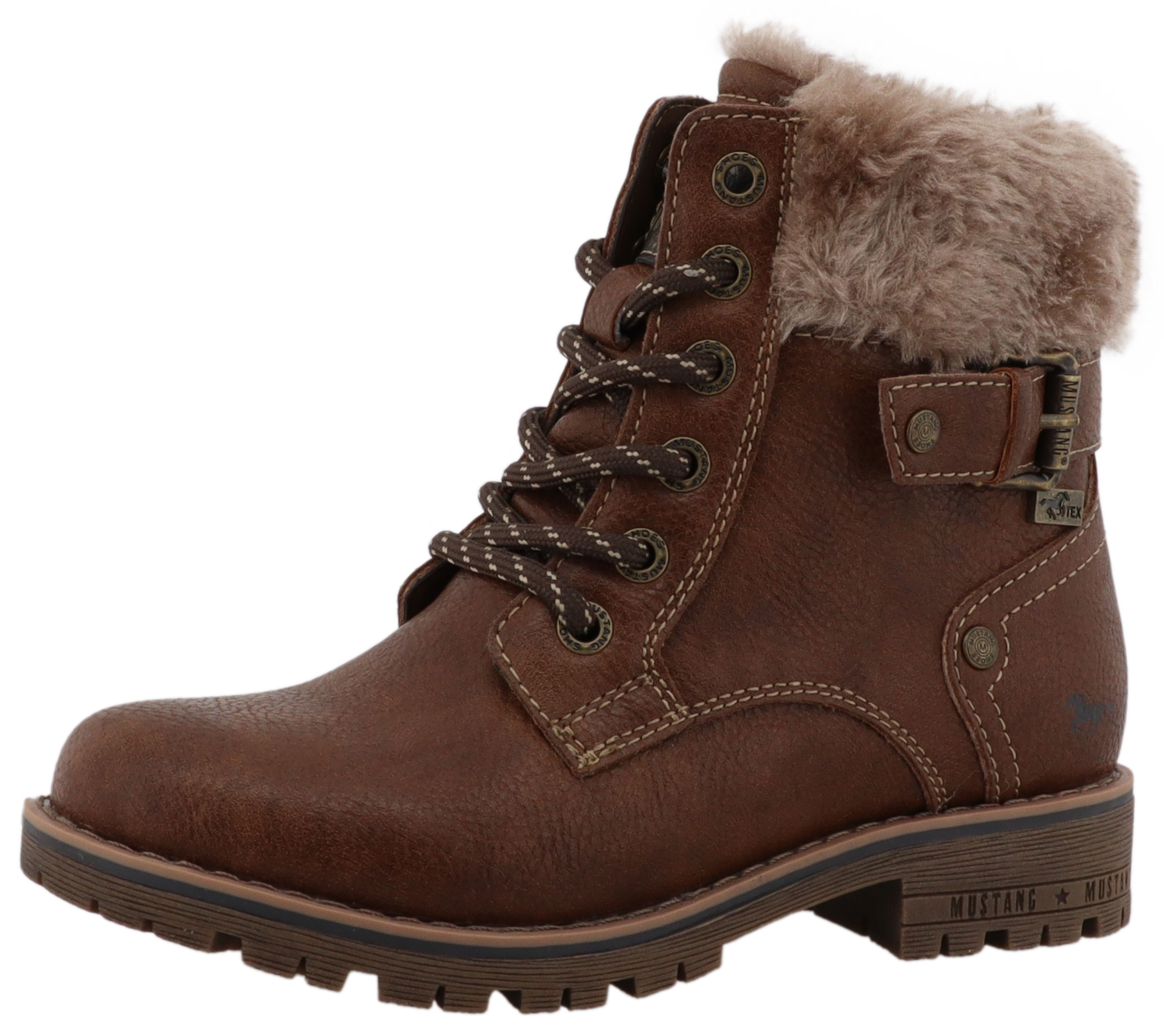 Winterstiefel MUSTANG SHOES "Matilde", Kinder, Gr. 36, braun, Lederimitat, Textil, Basic, Schuhe, Oudoorboots, Schnürstiefel mit Warmfutter Image