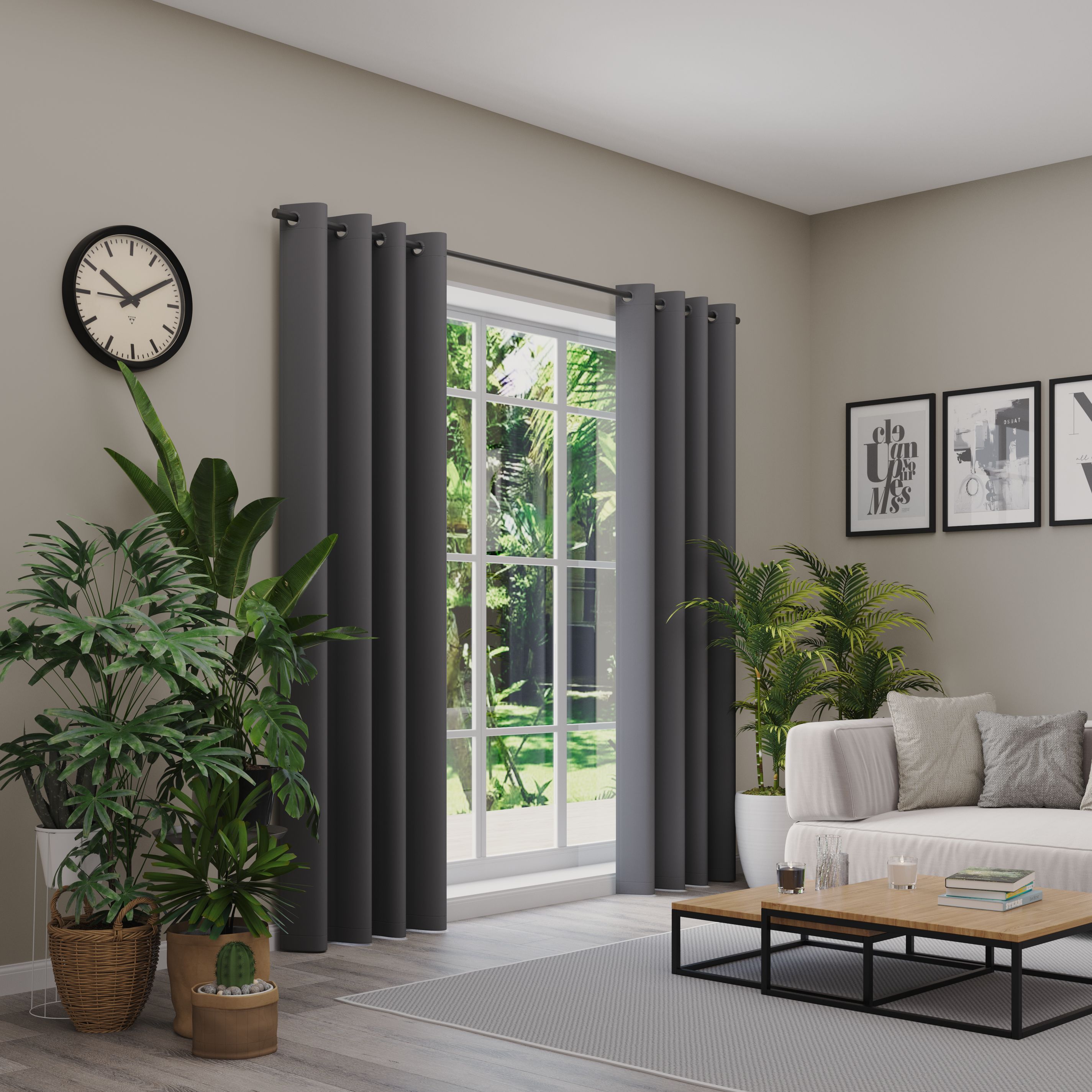 Verdunkelungsvorhang NEUTEX FOR YOU "INSULA", grau (dunkelgrau), B:137cm H:210cm, Polyester, Gardinen, Uni-Dimout für starke Verdunklung, nach Maß Image