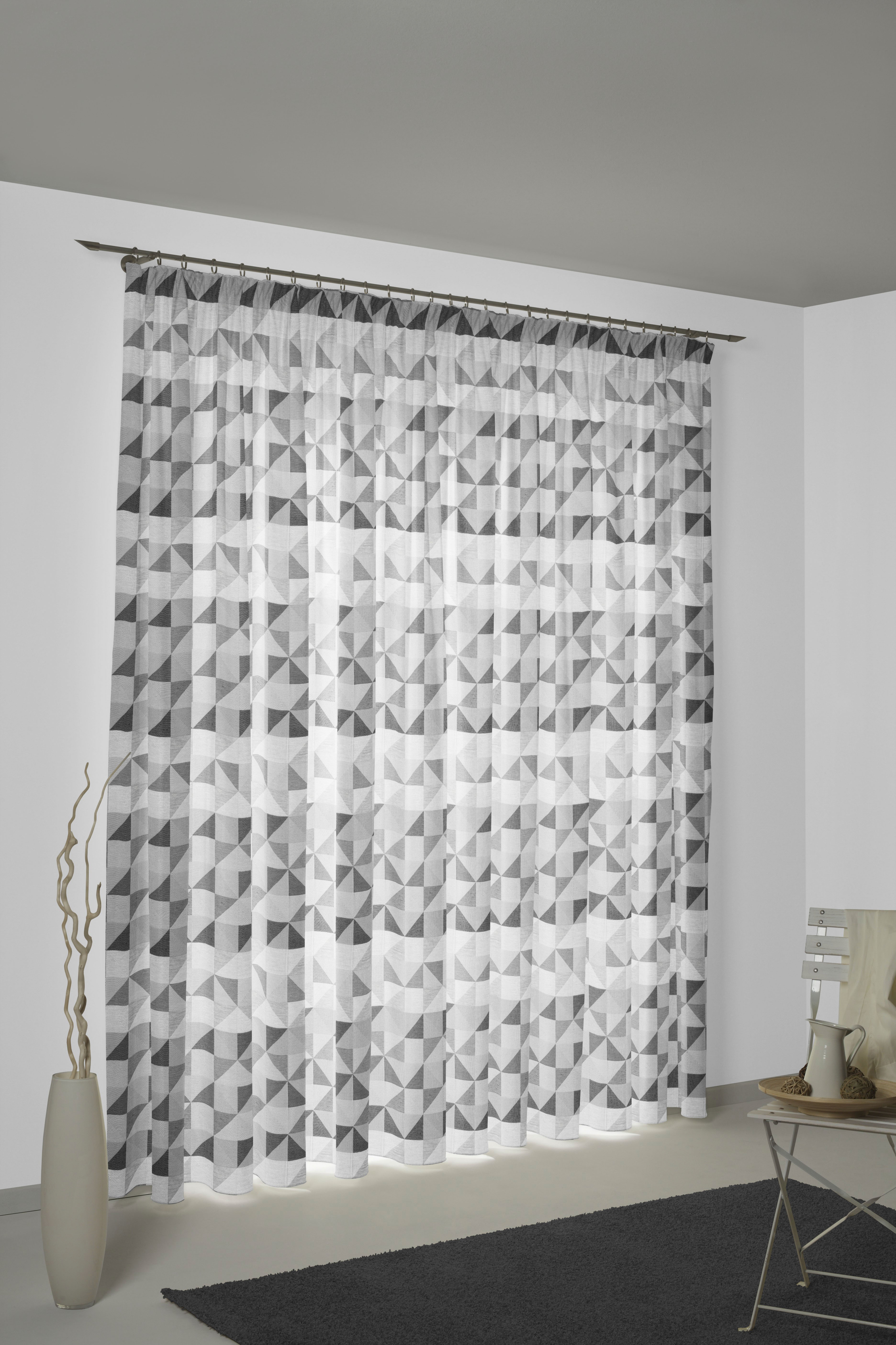 Vorhang WIRTH "Berlare", grau (dunkelgrau), B:132cm H:275cm, Baumwolle, Polyester, Gardinen, nach Maß Image