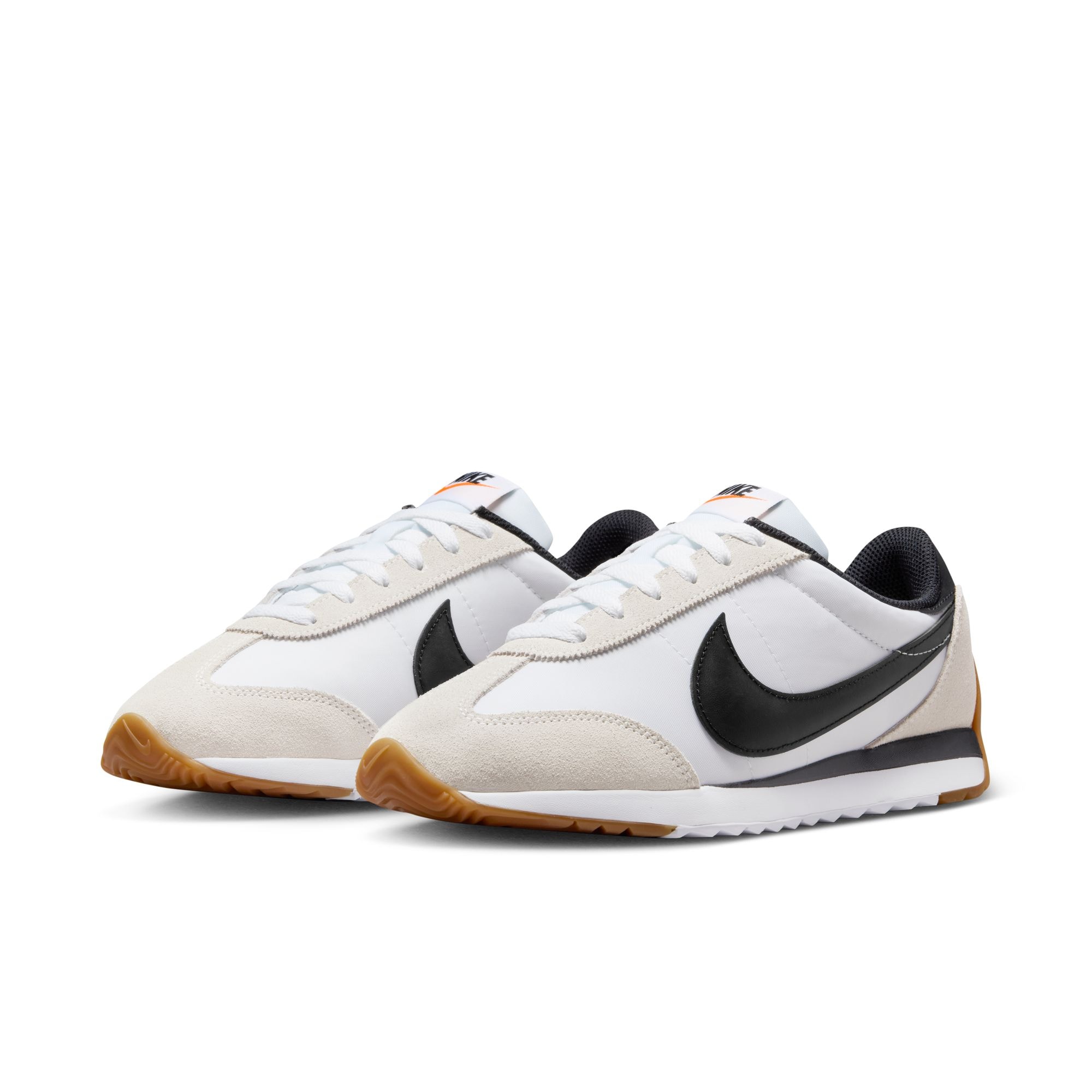 Sneaker NIKE SPORTSWEAR "W NIKE PACIFIC", Damen, Gr. 38,5, weiß, schwarz, platinum tint, safety orange, Leder, Textil, Schuhe Sneaker