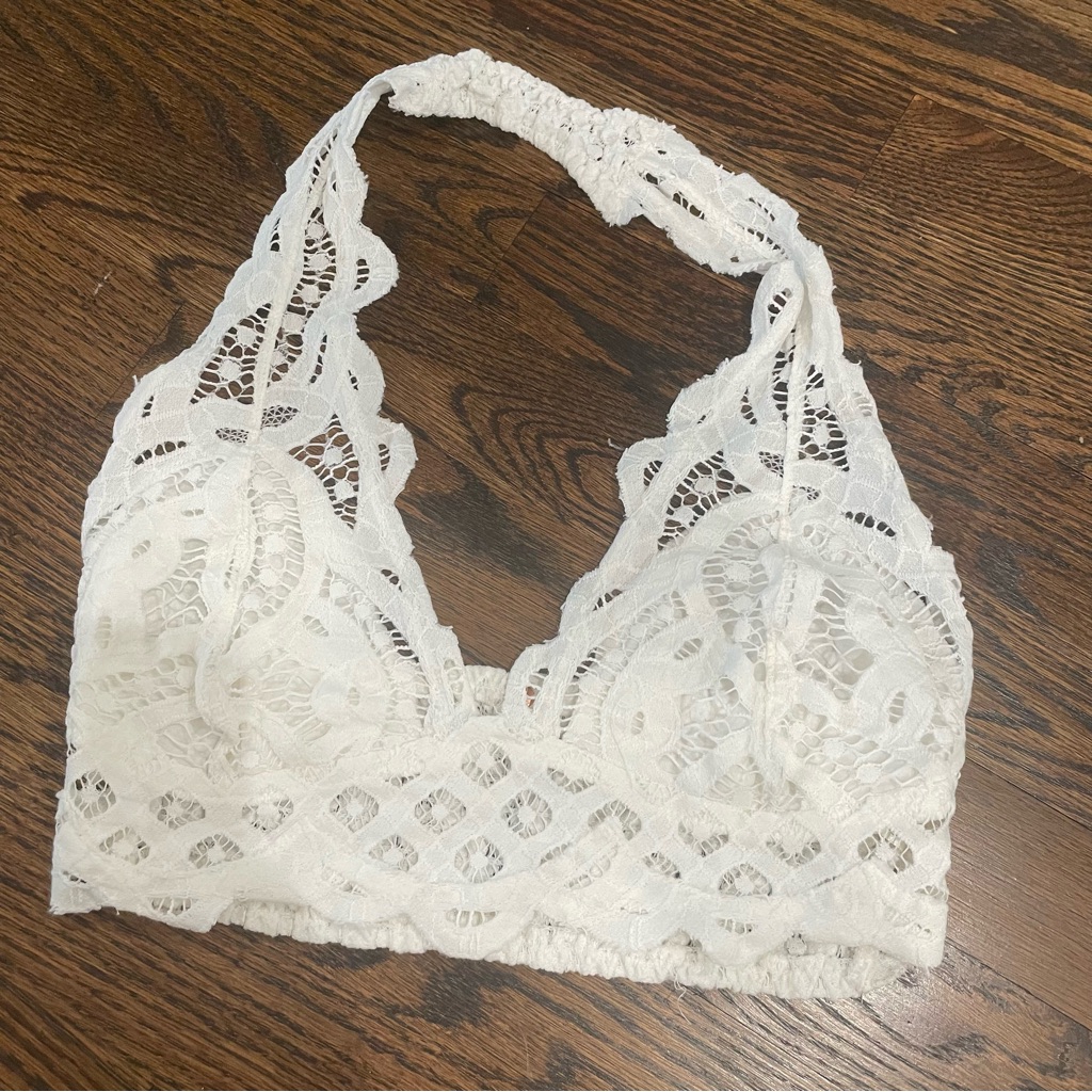 Free People Intimates & Sleepwear | Free People Intimates Halter White Lace Bralette Crop Top | Color: White | Size: S