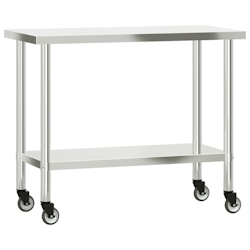 vidaXL Küchen-Arbeitstisch mit Rollen 110x55x85 cm Edelstahl Image