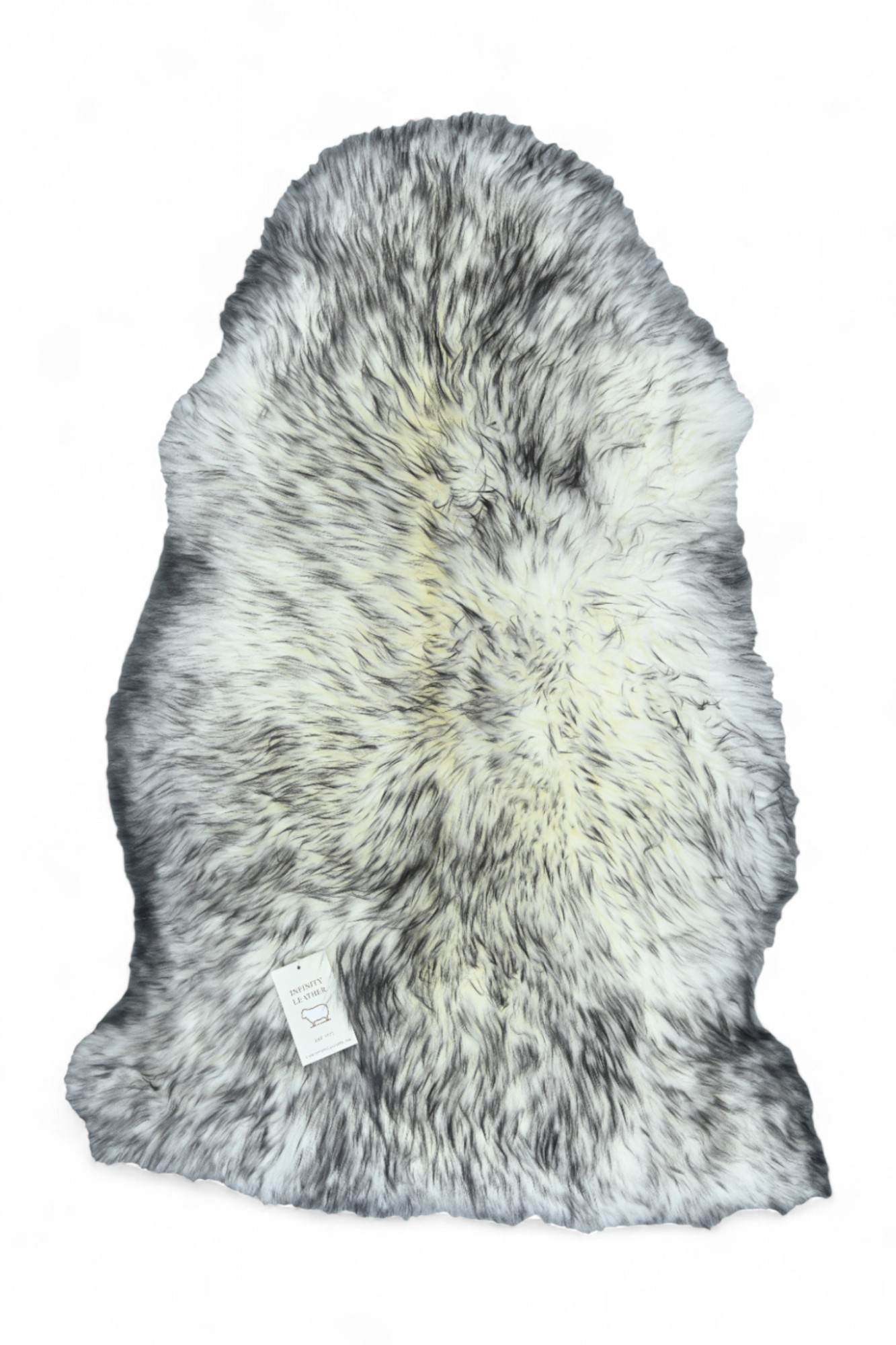 Echter schwarzer Wolfsspitzen-Schaffell-Teppich, natürlich, seidig, weich und flauschig, echte Wolle Image