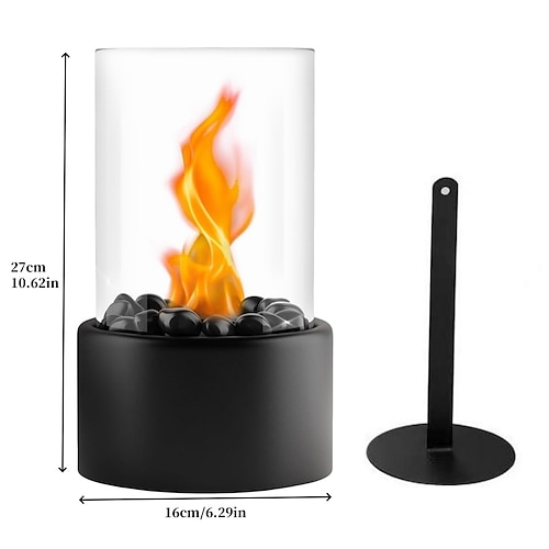 Tragbarer Tisch-Feuerschalentopf mit zylindrischem Glas, 26 cm hoher Tischkamin, sauber brennender Bioethanol-Kamin ohne Abzug für Partys und Veranstaltungen im Innen- und Außenbereich auf der Image