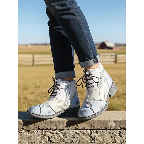 Rote Damenstiefeletten aus echtem Leder zum Schnüren mit einzigartigem Design mit gefalteter Zehenpartie, warmem Fleecefutter, Retro-Freizeitstiefel für Winteroutfits Outdoorbekleidung Image