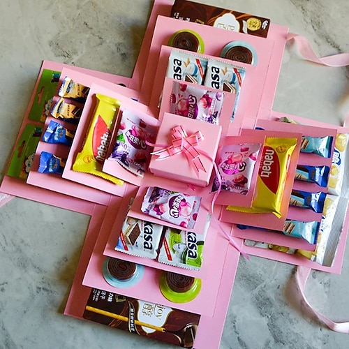 Weihnachtsüberraschungs-Explosionsgeschenk, Geburtstagsfeier, Süßigkeitenbox, Hochzeitsantragsdekoration, kreative, handgefertigte DIY-Explosionsgeschenkbox für Jubiläumsfeier, romantischer Aufbewahrungsbehälter für Andenken Image