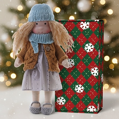 handgemachte Waldorfpuppe Baby Mädchen mit kuscheliger Kleidung - 11,8 Zoll weiche Plüschpuppe mit Geschenkbox für Kleinkinder ideales Weihnachtsgeschenk für Mädchen Kinder Image
