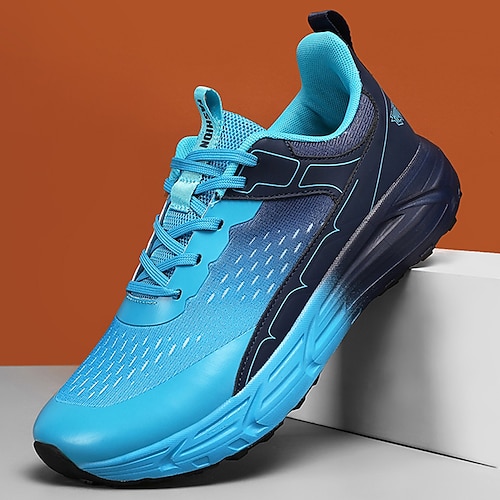 Blaue, atmungsaktive Mesh-Laufschuhe für Herren mit gepolsterter Sohle, leichte Sportschuhe für Fitnessstudio, Joggen und alltägliche Freizeitkleidung Image