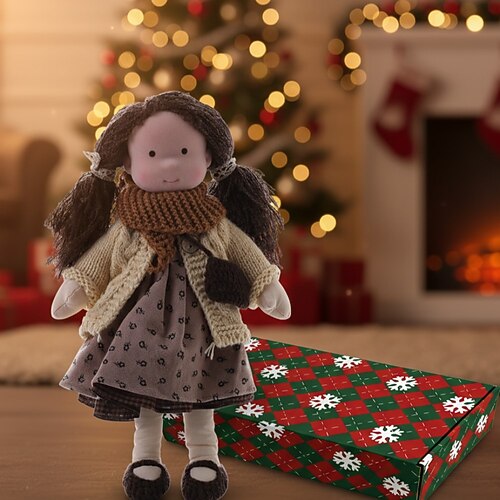 handgemachte Waldorfpuppe Baby Mädchen mit kuscheliger Kleidung - 11,8 Zoll weiche Plüschpuppe mit Geschenkbox für Kleinkinder ideales Weihnachtsgeschenk für Mädchen Kinder Image