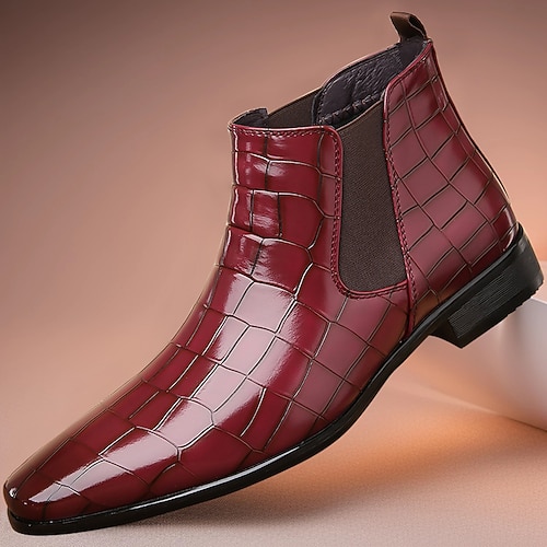 Herren-Chelsea-Stiefel aus echtem Kunstleder in Hellbraun mit elastischen Seitenteilen und glatter Oberfläche, elegante Stiefeletten für Business, Partys und formelle Anlässe Image