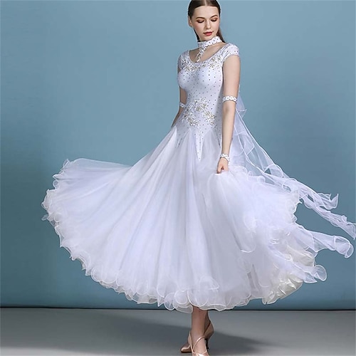 Ballsaal Tanzkleid Kristalle / Strass Damen Leistung Langarm Spandex Polyester Image