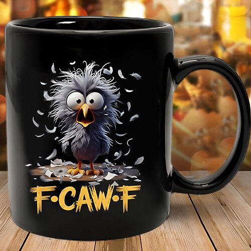 f-caw-f lustige Huhn Becher humorvolle Hahn Kaffeetasse Gag Weihnachtsgeschenk für Freunde Keramik-Teetasse für die Familie, für Büro, Küche, Geburtstag, Weihnachten oder als lustige Geschenkidee Image