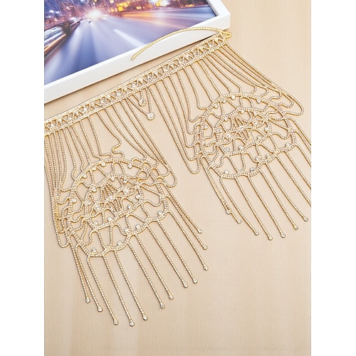 Damen-Schulterkette mit Perlen und Strass, elegantes Epauletten-Schmuck-Accessoire mit Kristallkette für Hochzeit, Abschlussball Party-Outfits Image