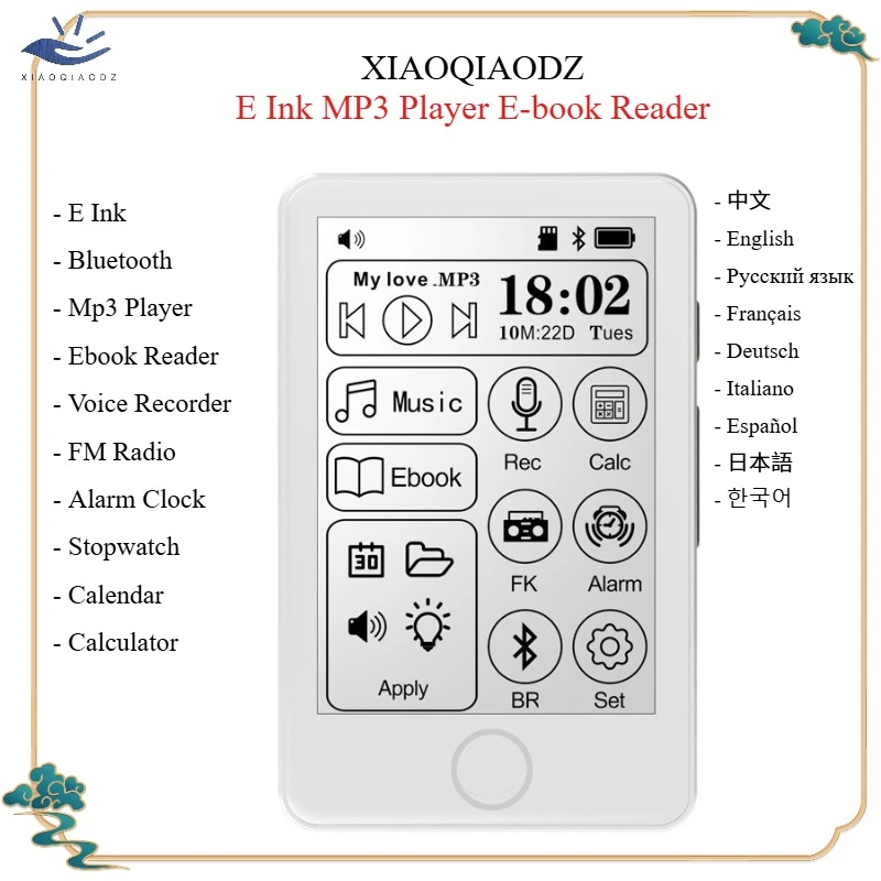 XIAOQIAODZ E Ink lecteur MP3 carte TF 8G Usb Hifi Bluetooth haut-parleur musique Mini Ebook lecteur de livre électronique baladeur enregistreur vocal
