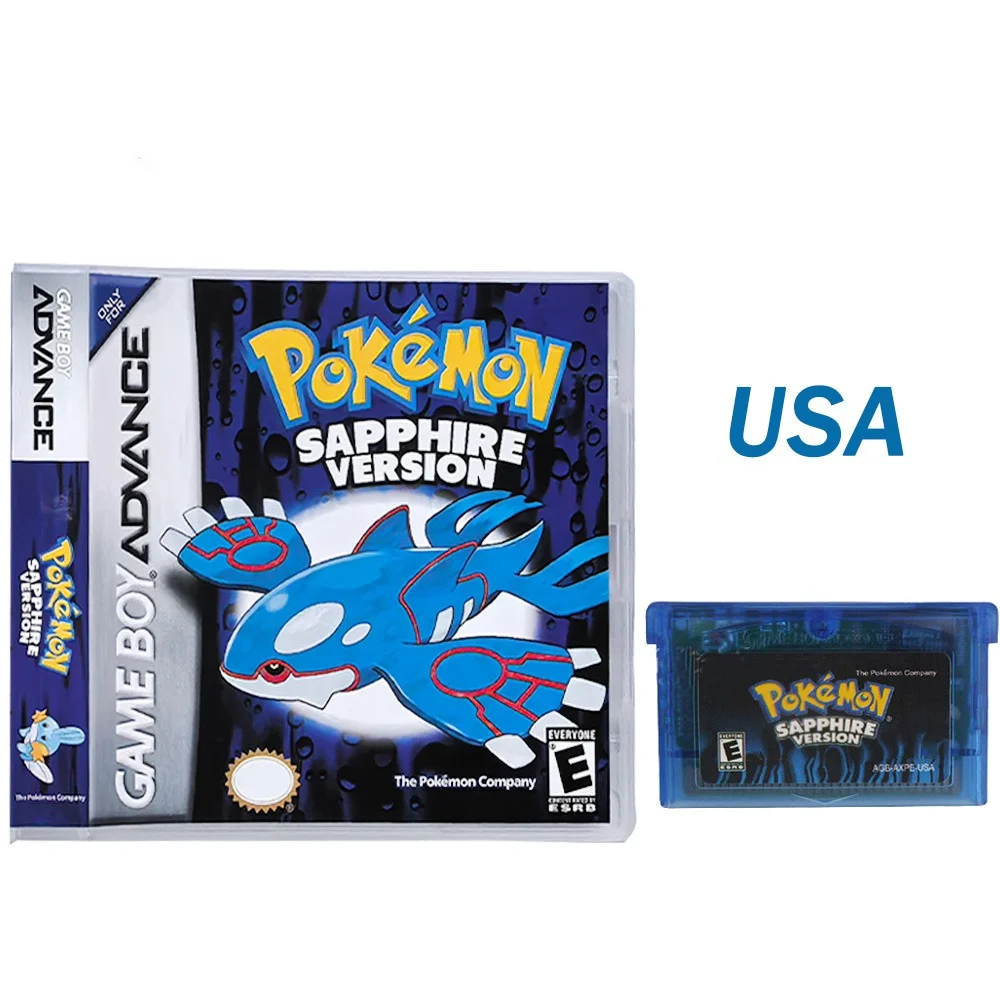 Pokemon Series Emerald FireRed Leafgreen Ruby Sapphire 5 Versions GBA Game in Box for 32 Bit Video Game Cartridge No Manual