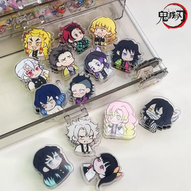 14Pcs Cartoon Dämon Slayer PP Clip Acryl Doppelseitige Clip Cartoon Anime Peripherie Farbe Ledger Datei Lagerung Clips Dekoration Image