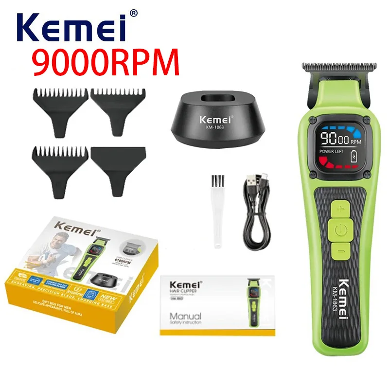 Kemei kabelloser wiederaufladbarer Herren-Haarschneider, 9000 U/min, Zero Gapped Haarschneidemaschine, professionelle Friseur-Finish-Haarschneidemaschine Image