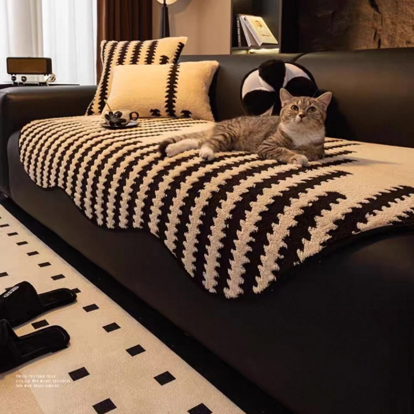 Einzigartige Form, warmer, rutschfester Sofabezug aus Jacquard-Getuft aus Fleece für Wohnzimmer, Couch, Sitzbezug, universeller Sofa-Schonbezug