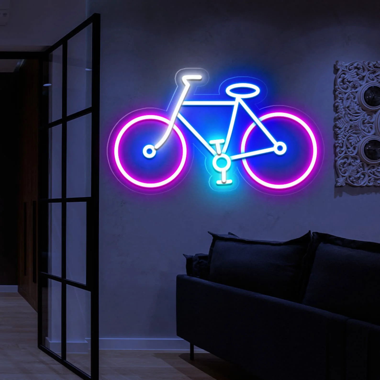 Fahrrad-Leuchtreklame, Fahrrad, Geschäft, Wandkunst, Dekor, offenes Geschäft, Radfahrer-Schild, Geschenk, Rennen, Spielzimmer, Hotelladen, Neon Image