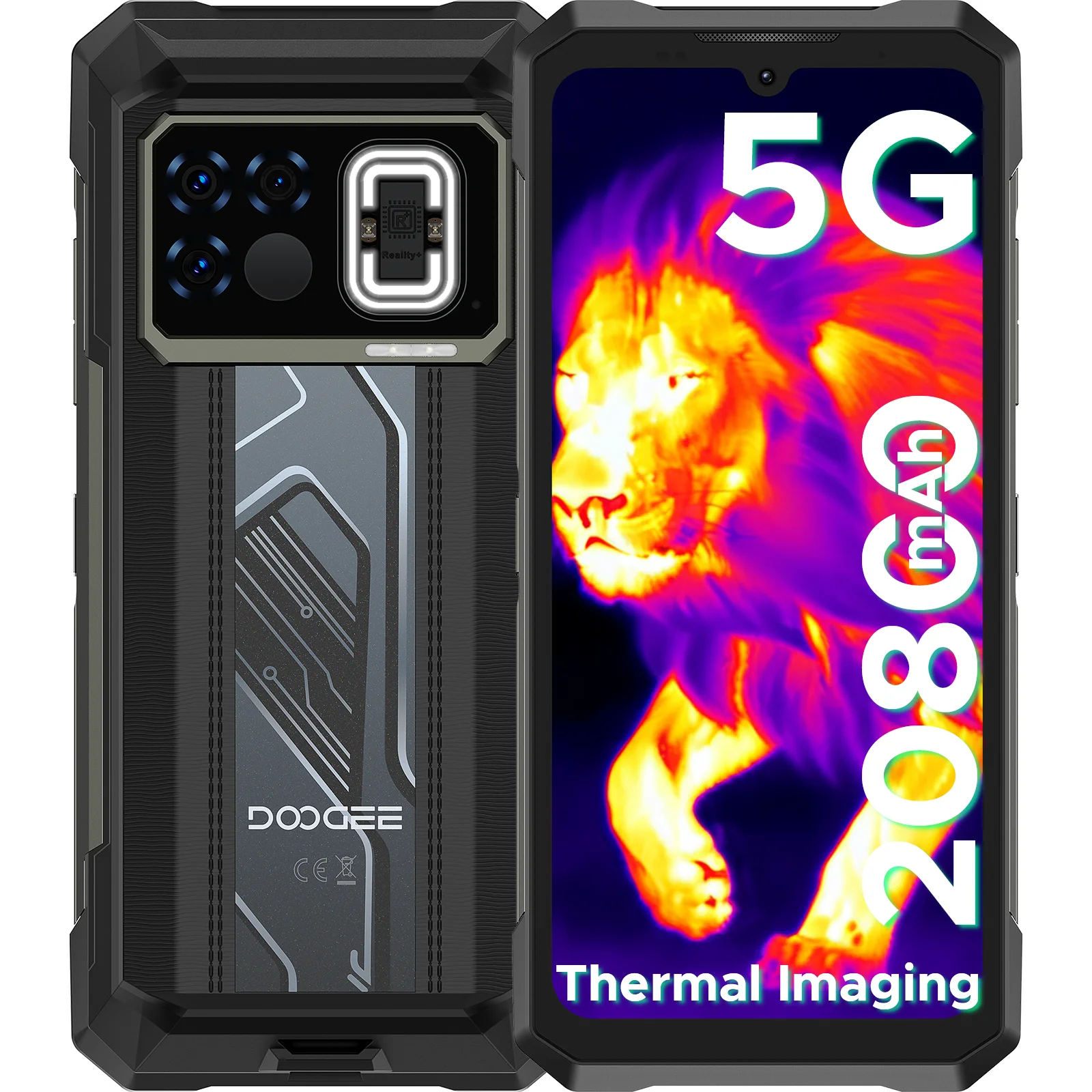 Globale Version DOOGEE Fire 6 Max 5G Robustes Telefon 6,72-Zoll-Bildschirm 8 GB RAM 256 GB ROM Dual-Taschenlampe 20800 mAh Wärmebildtelefon Image