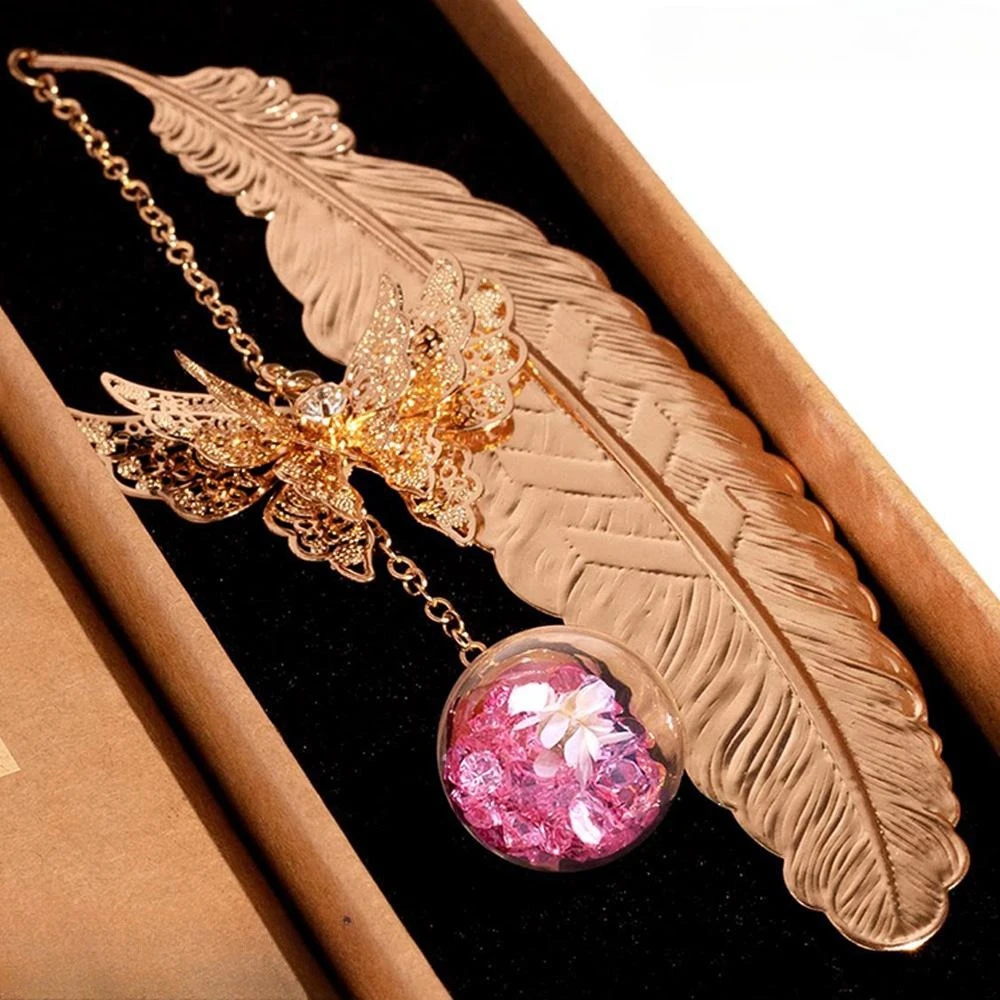 Elegantes Lesezeichen mit Metallfedern – perfektes Geschenk für Frauen, Buchliebhaber, Lehrer und Mutter – Geschenk zum Geburtstag/Weihnachten/Muttertag Image