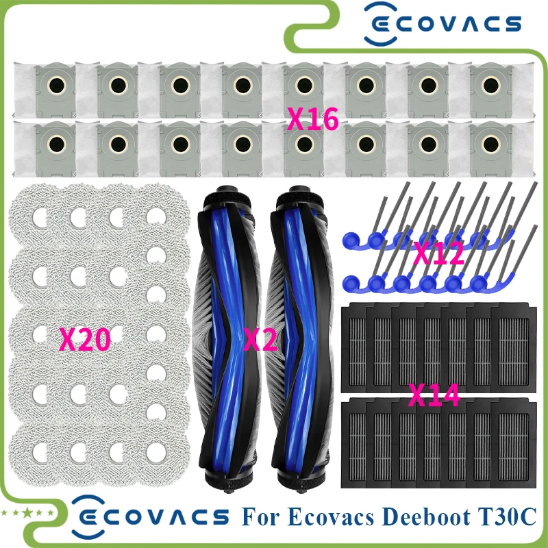 Kompatibel für Ecovacs T30c Ersatz Hauptseitenbürste HEPA-Filter Mopp Pad Staubbeutel Ersatzteile Zubehör Image