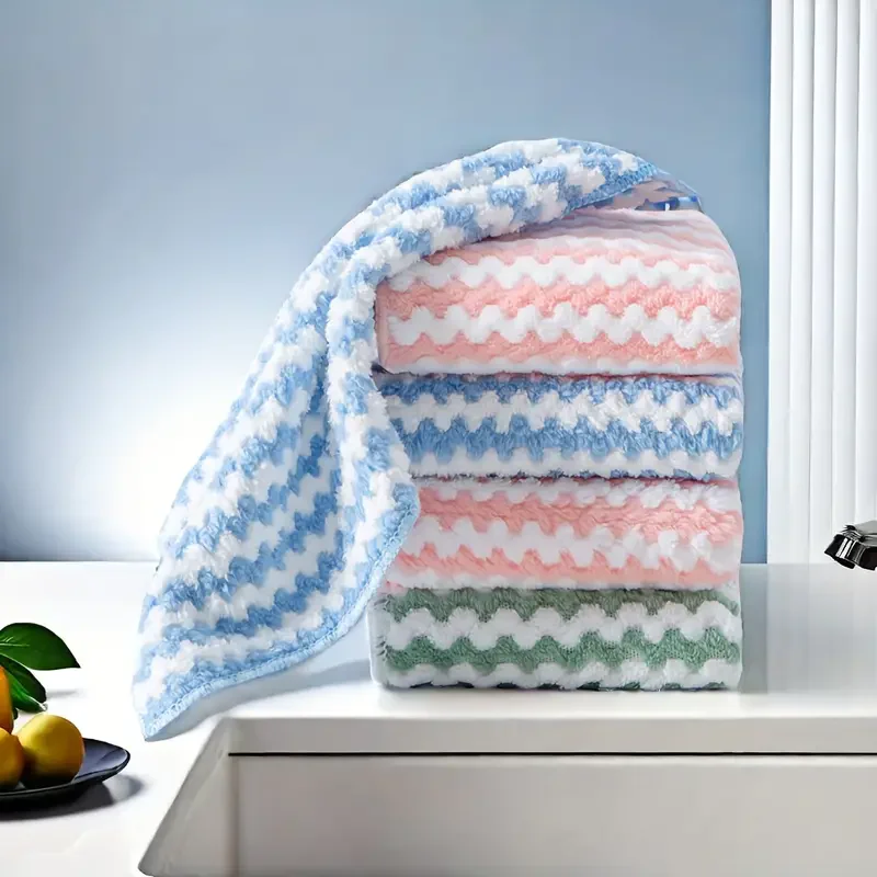 5/10pcs Absorbent Cleaning Cloth Microfiber Kitchen Dish Cloth Non-Stick Oil Wipe Rags Household Cleaning Towels Tools