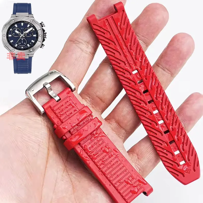 Hochwertiges Gummi-Uhrenarmband für TISSOT 1853 T141 Serie T141.417A, Silikonarmband, konkaves Design, 24 mm wasserdichtes Armband Image